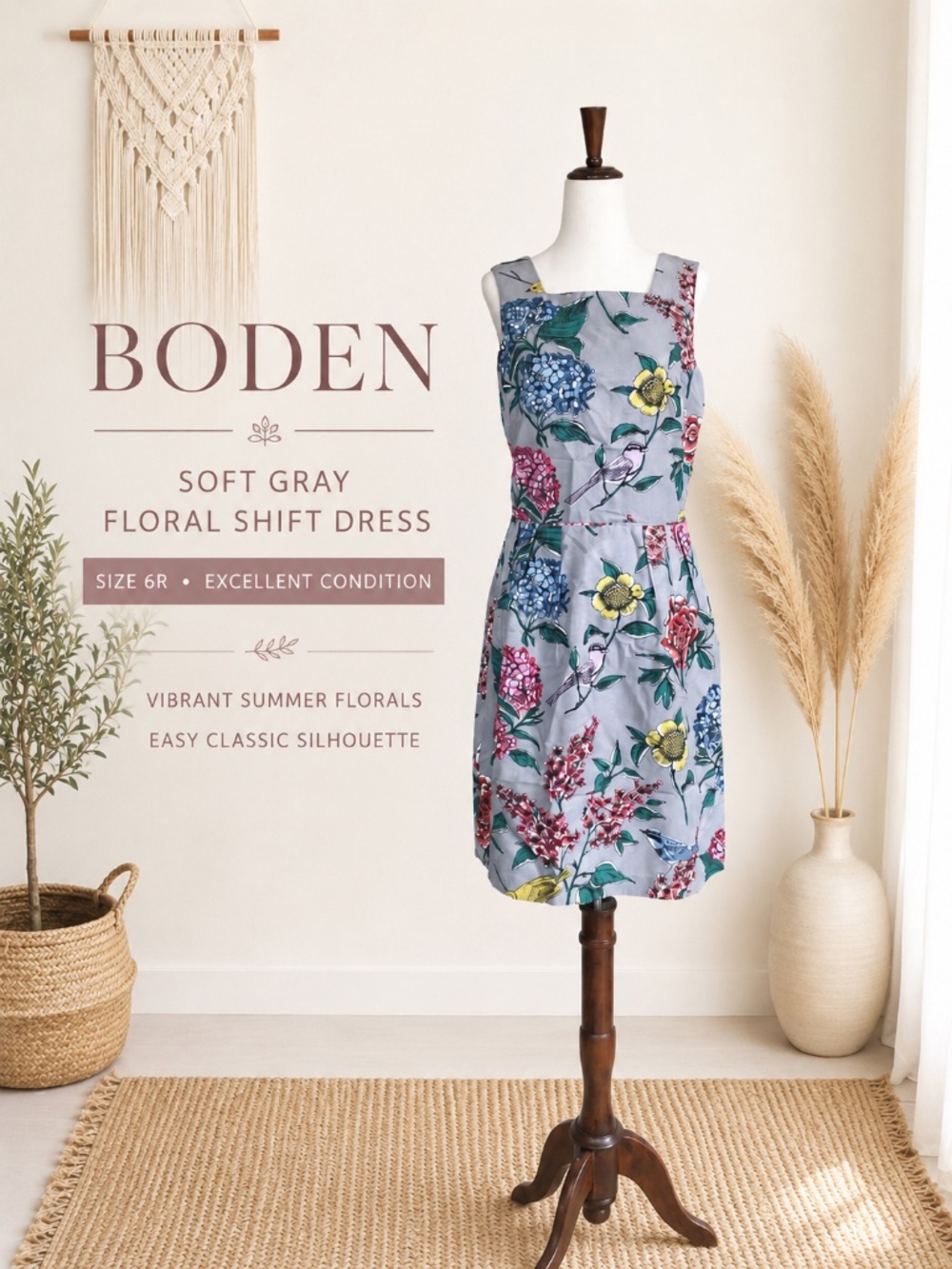 Boden shift dress in bright floral size 6R